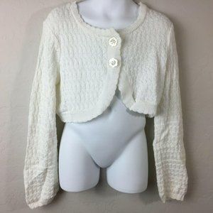 Greendog Girl's White Sweater Knit Church Balero